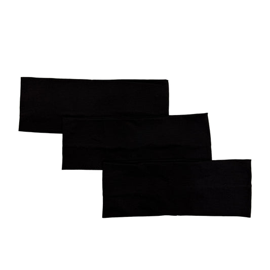 Plain Black Elastic Headband - Set of 3
