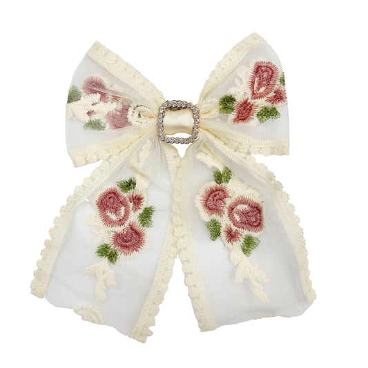 Rose Embroidered Princess Bows