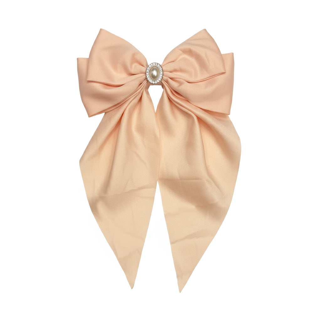 Satin Bows with Pearl Pendant
