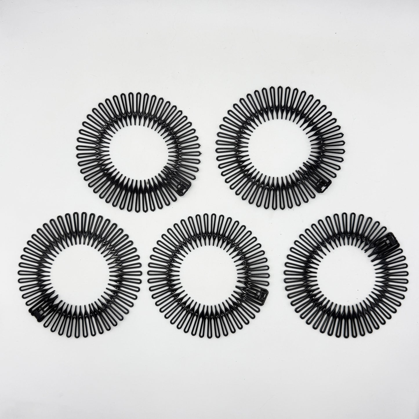 Set of 5 Circular Stretch Comb Hairband Ponytail Holder