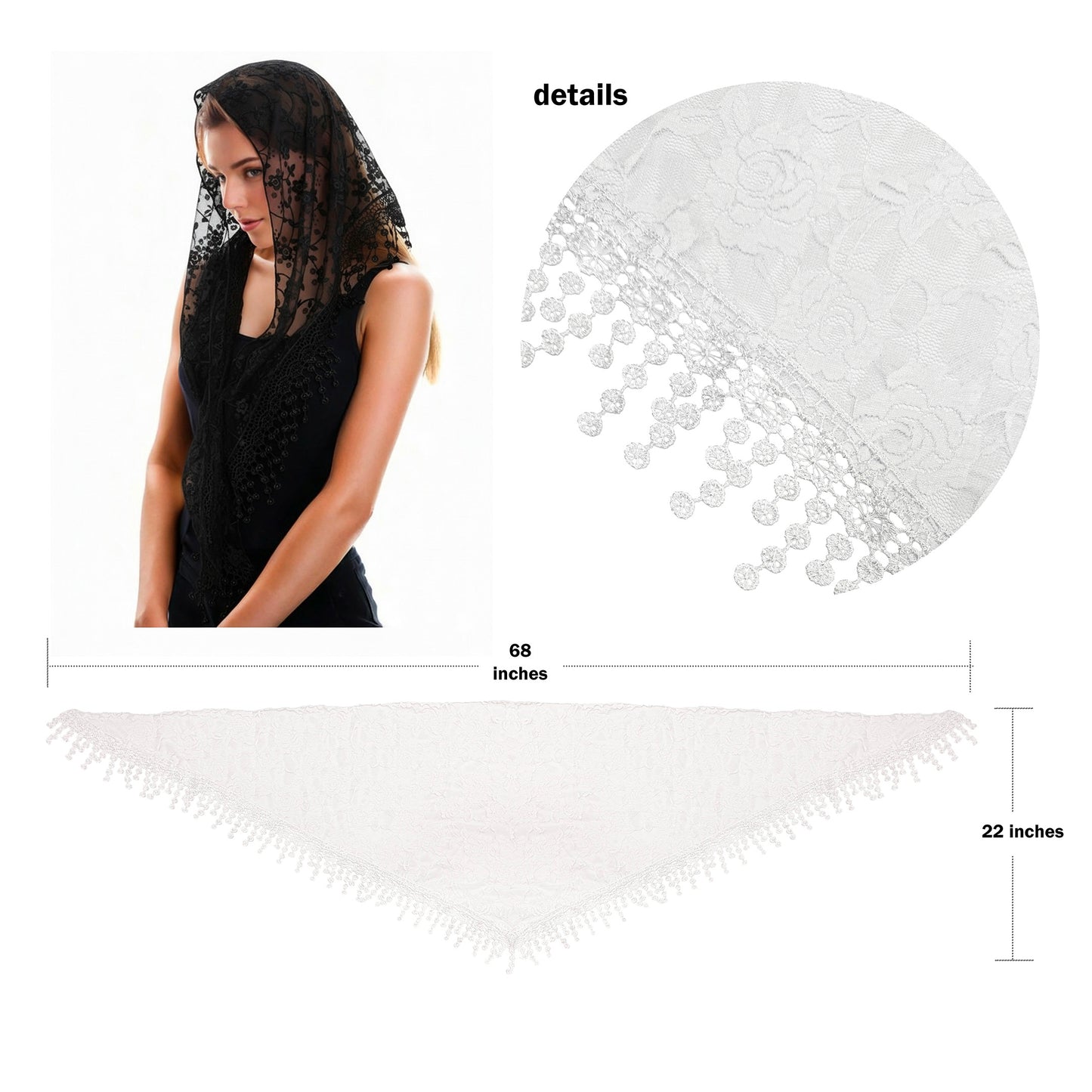 Catholic Church Head Veil Scarf