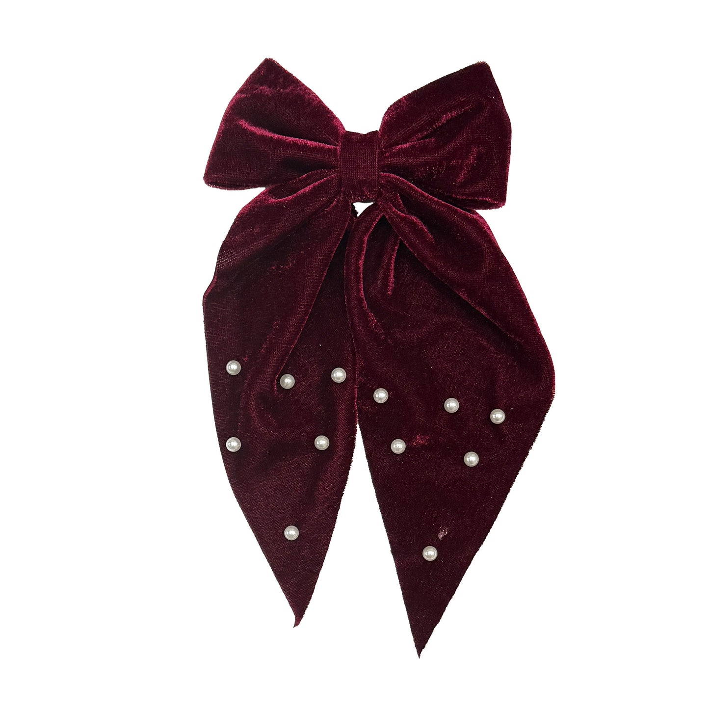 Velvet Hair Bows with Pearls