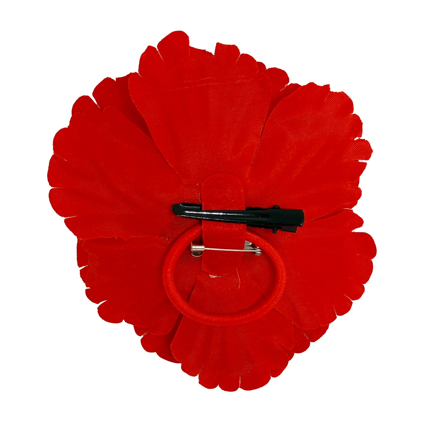 Red Flower Brooch Hair Clip and Elastic Tie