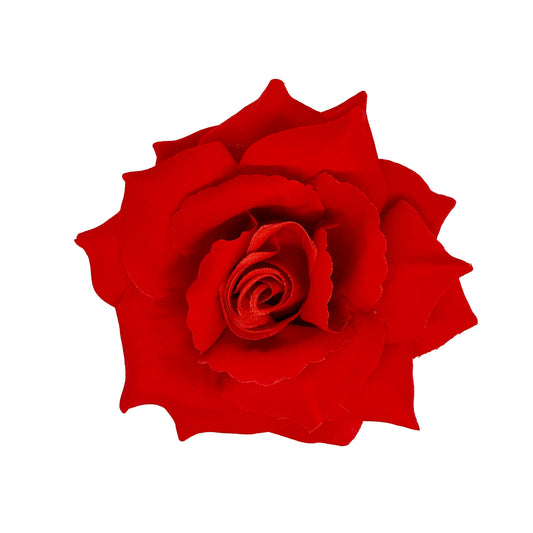 Jumbo Red Rose Brooch Hair Clip and Elastic Tie