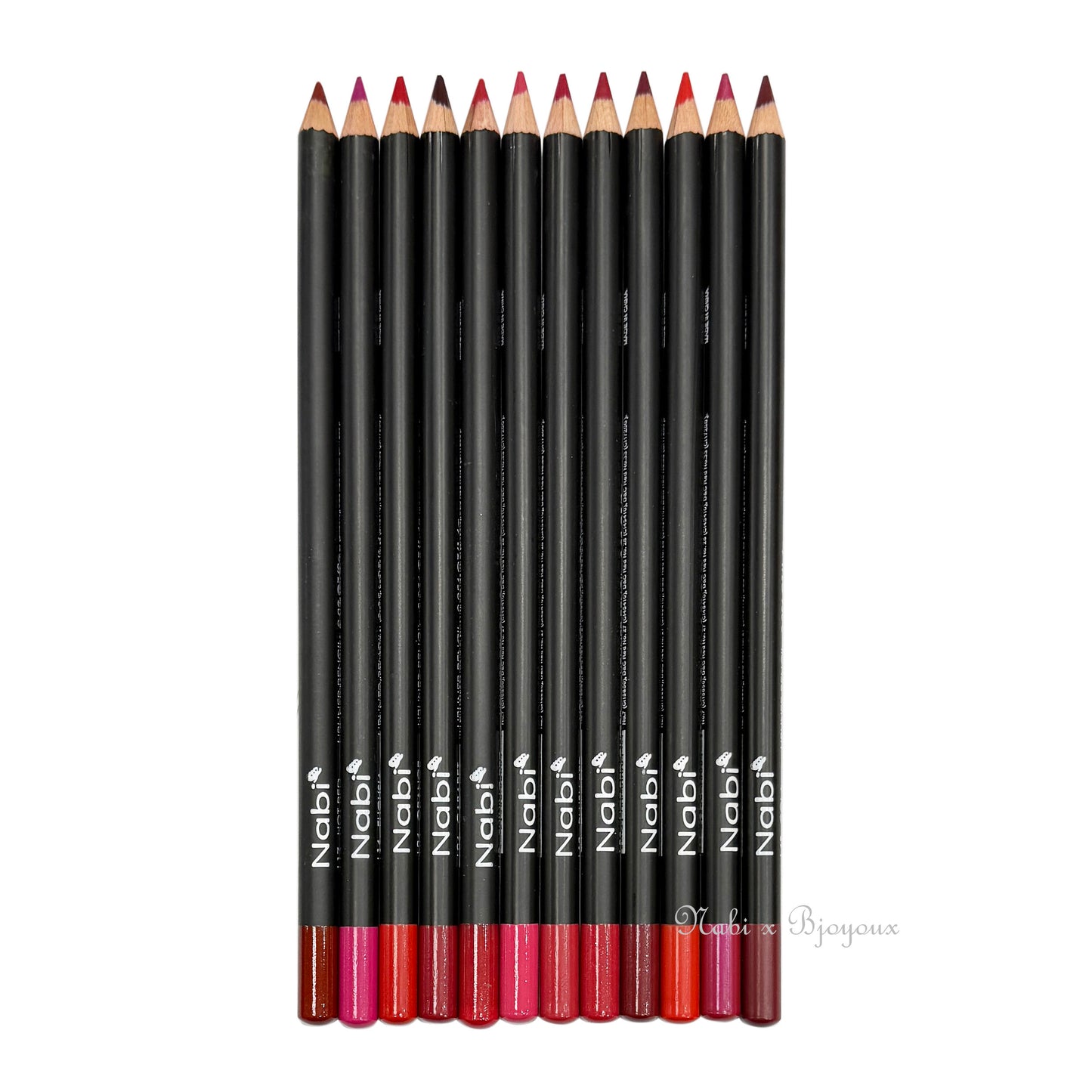 Nabi Lip Liner Pencil Set of 12 [Reds] - 7 inch Mixed Reds