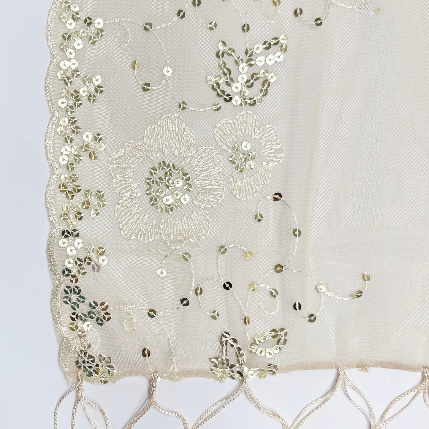 Sequin Chiffon Mesh See-Through Shawl Scarf Cover-Up Wrap