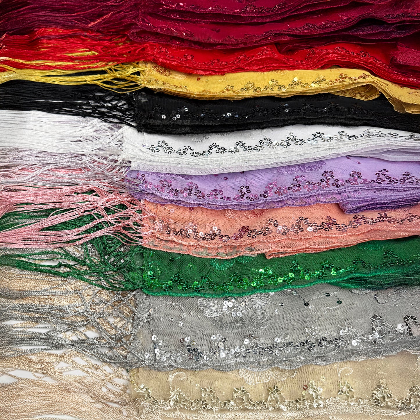 Sequin Chiffon Mesh See-Through Shawl Scarf Cover-Up Wrap