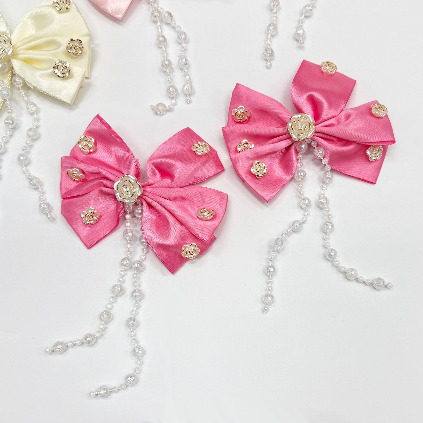 Pair of Bows with Roses & Beads