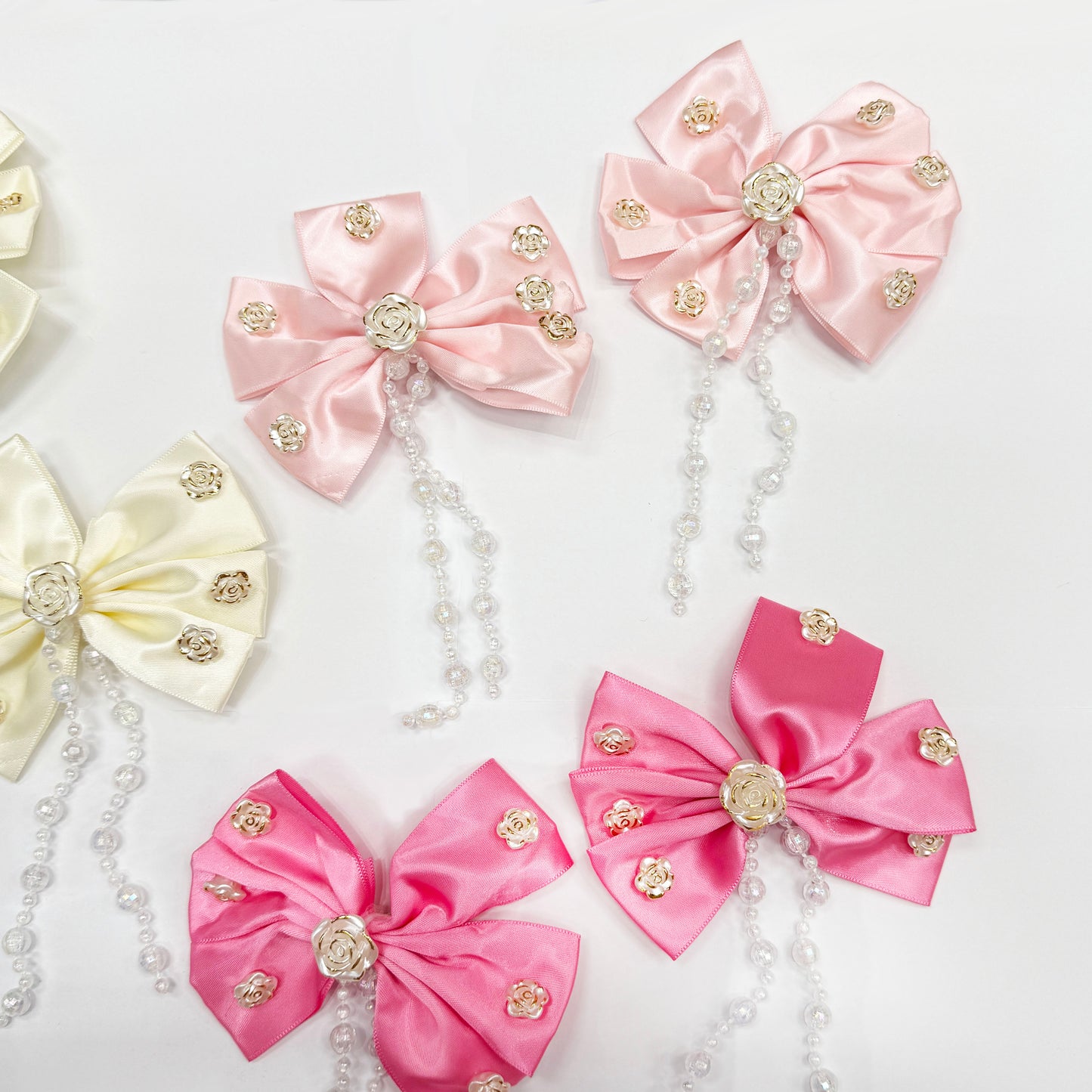 Pair of Bows with Roses & Beads