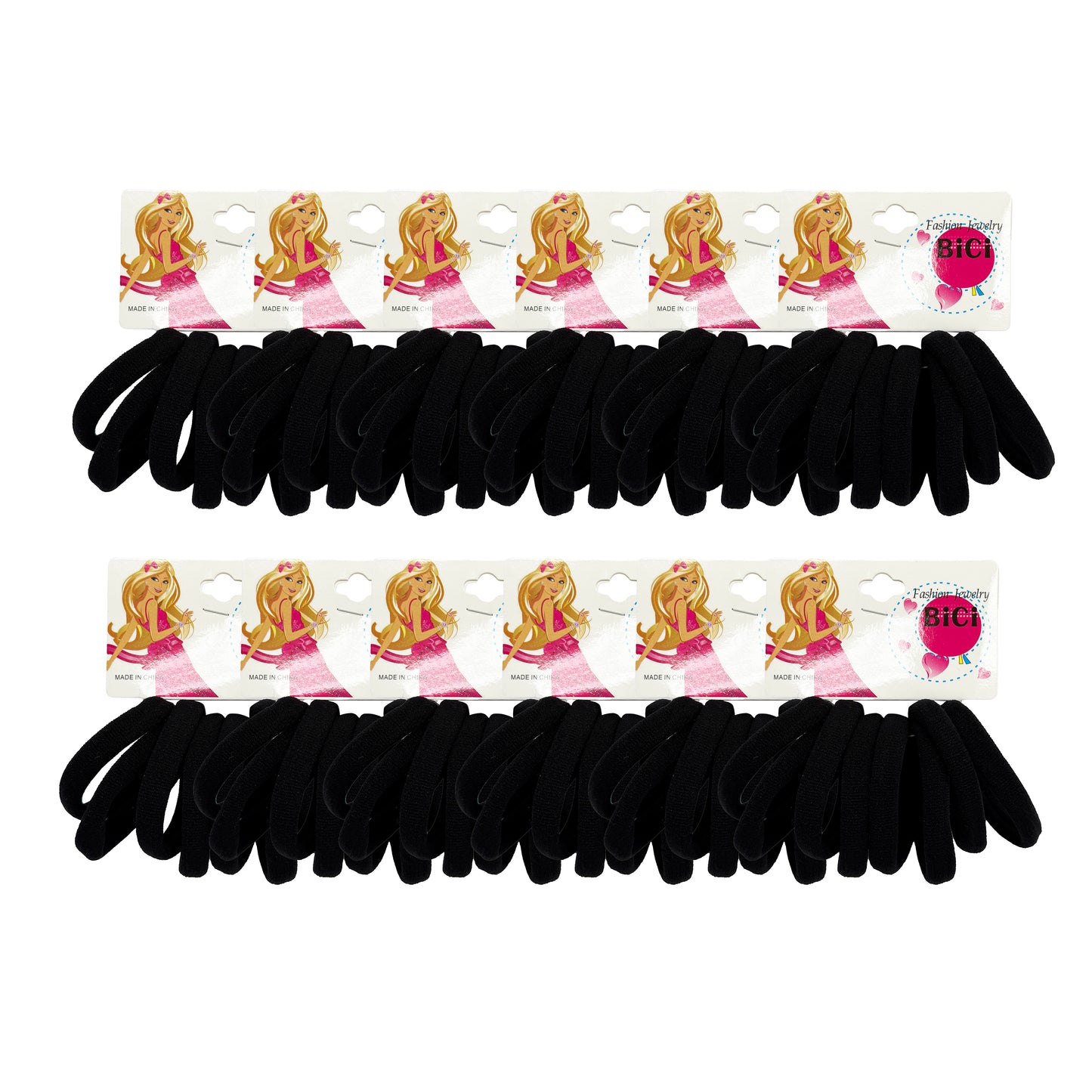 96 PCS BLACK ELASTICS IN BULK (DOZEN PACK)