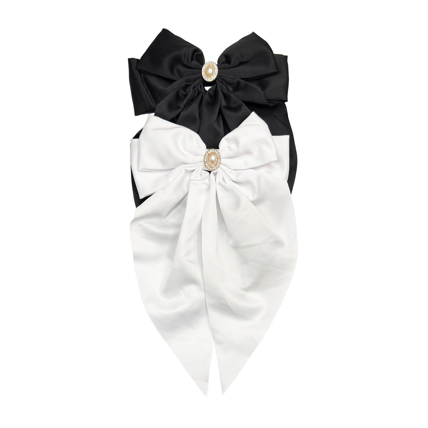 Satin Bows with Pearl Pendant