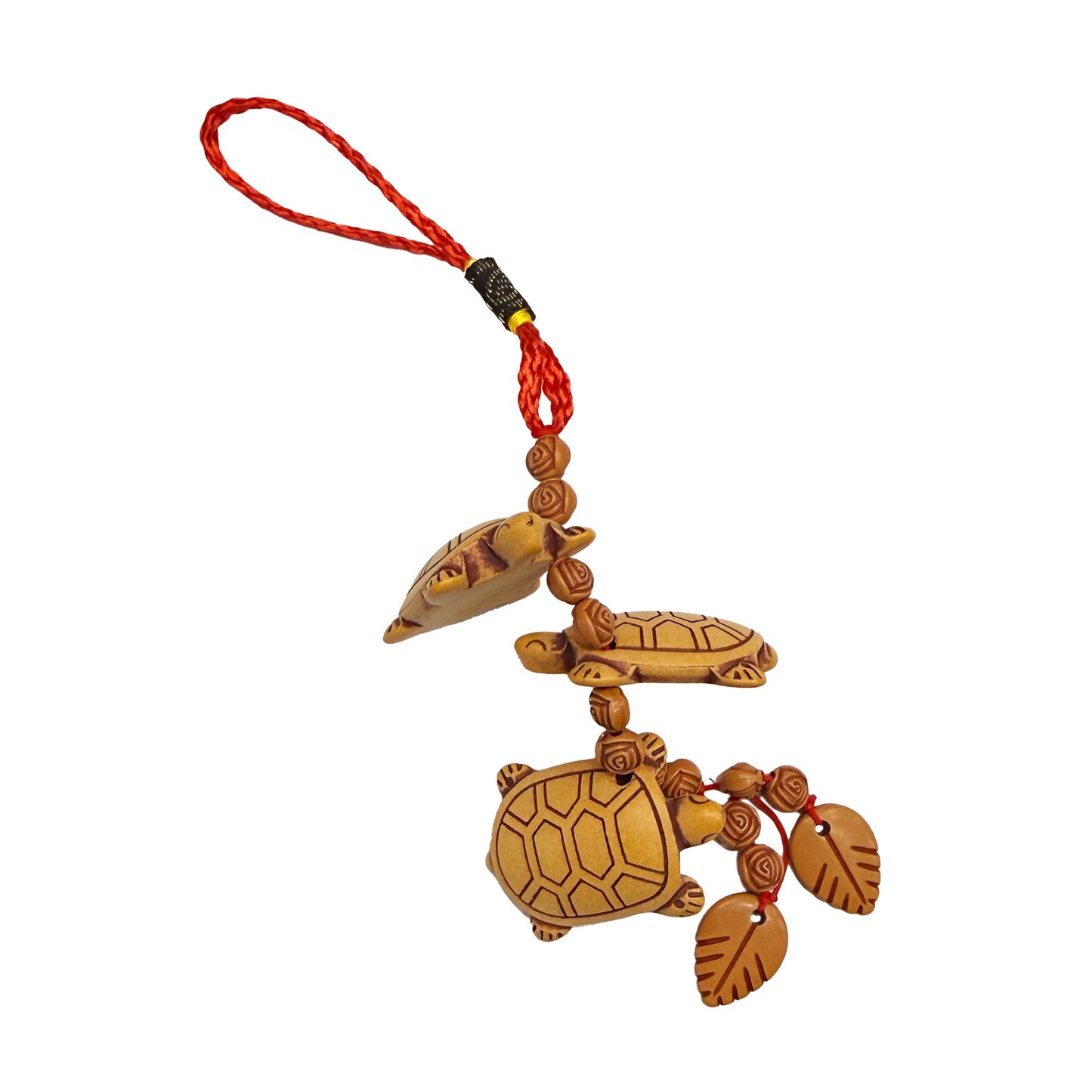 Wooden Three Turtles Keychain Rearview Mirror Window Decor for Good Luck