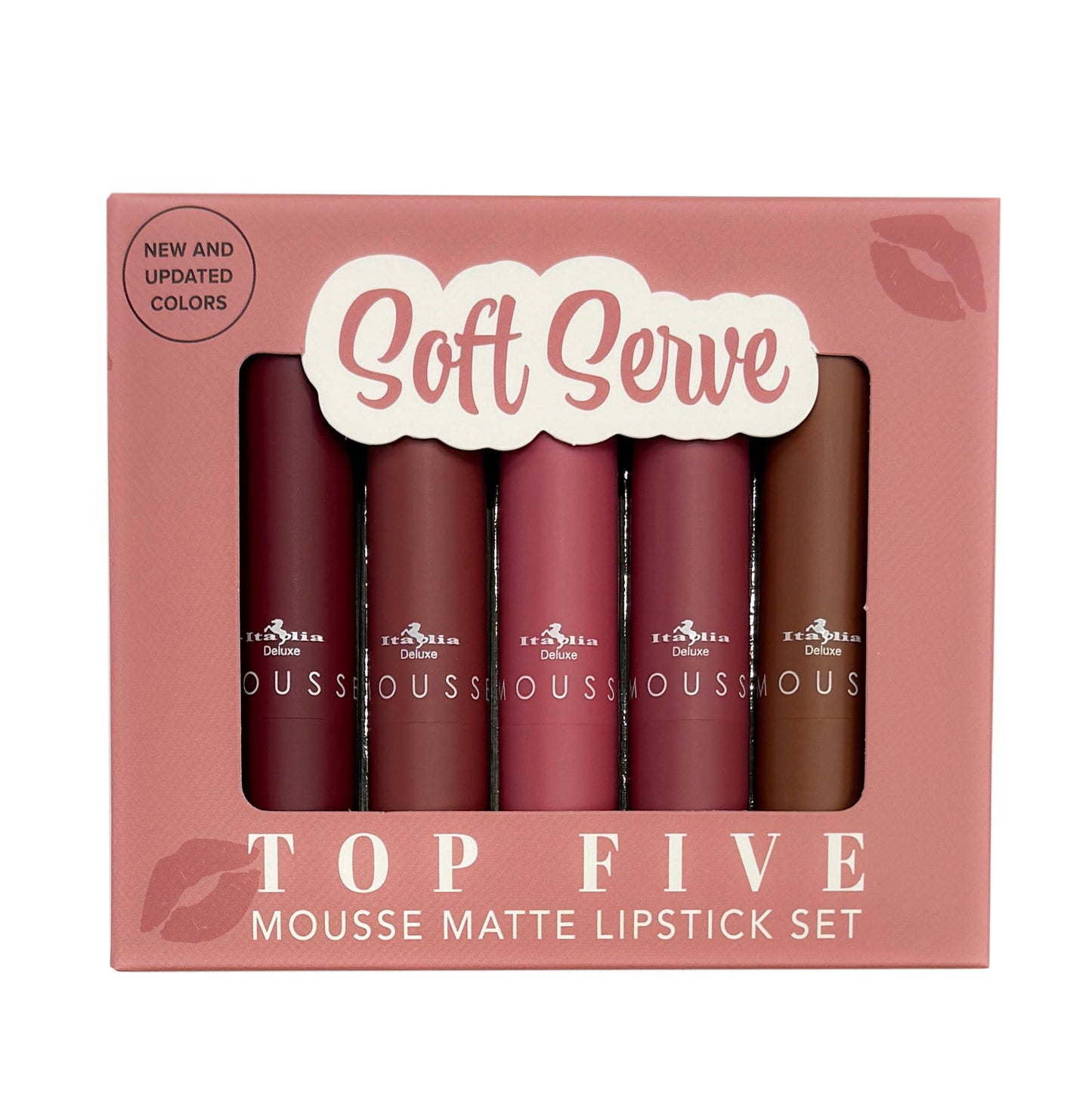 Italia Deluxe Mousse Matte Lipstick Set - Top Five - Soft Serve (New Ver. of Modest Mauves)