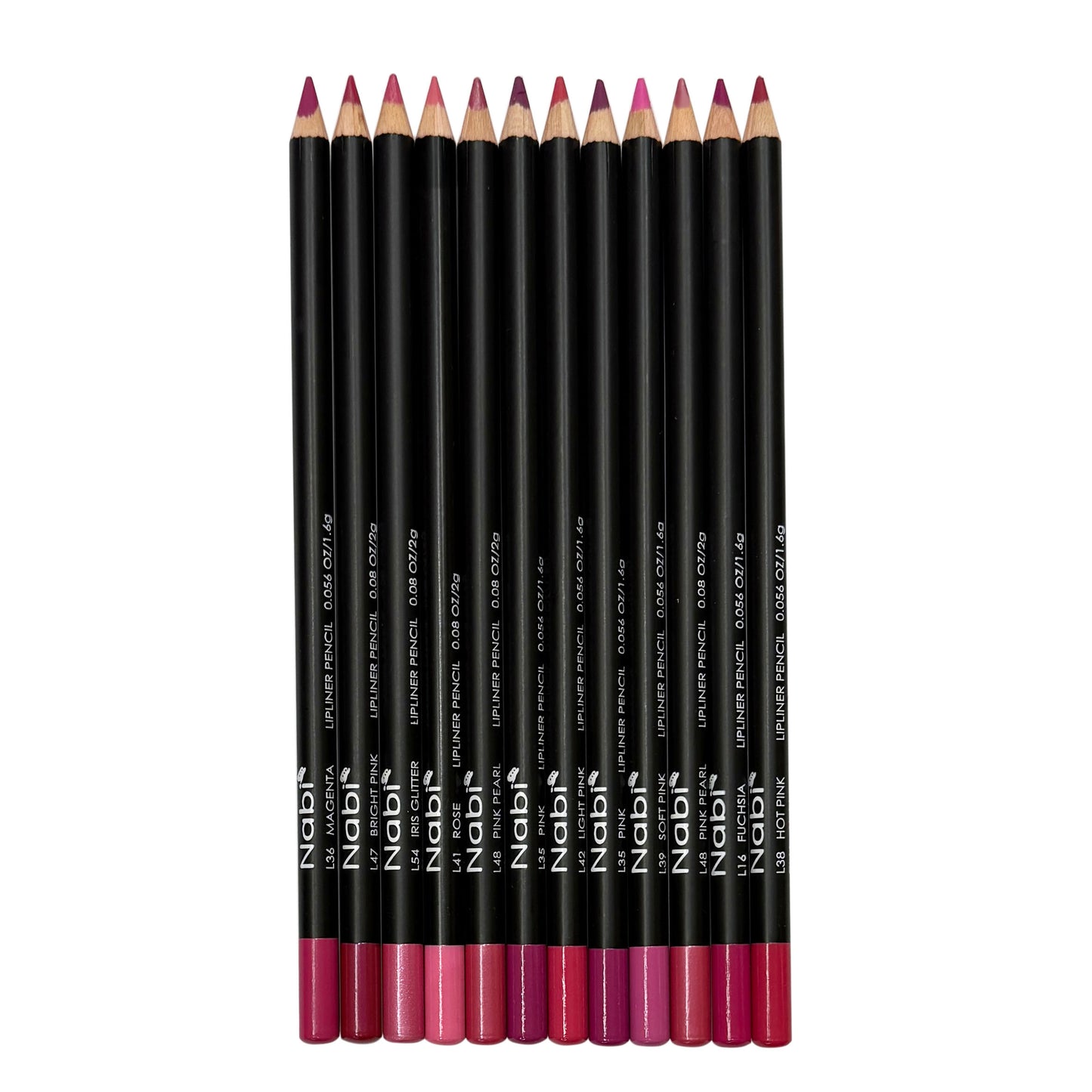 Nabi Lip Liner Pencil Set of 12 [Pinks] - 7 inches