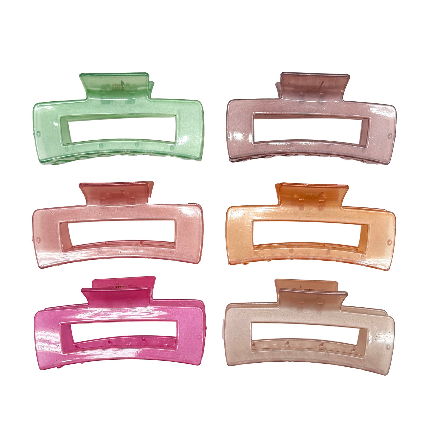 6 pc Rectangular Hair Claw Clip