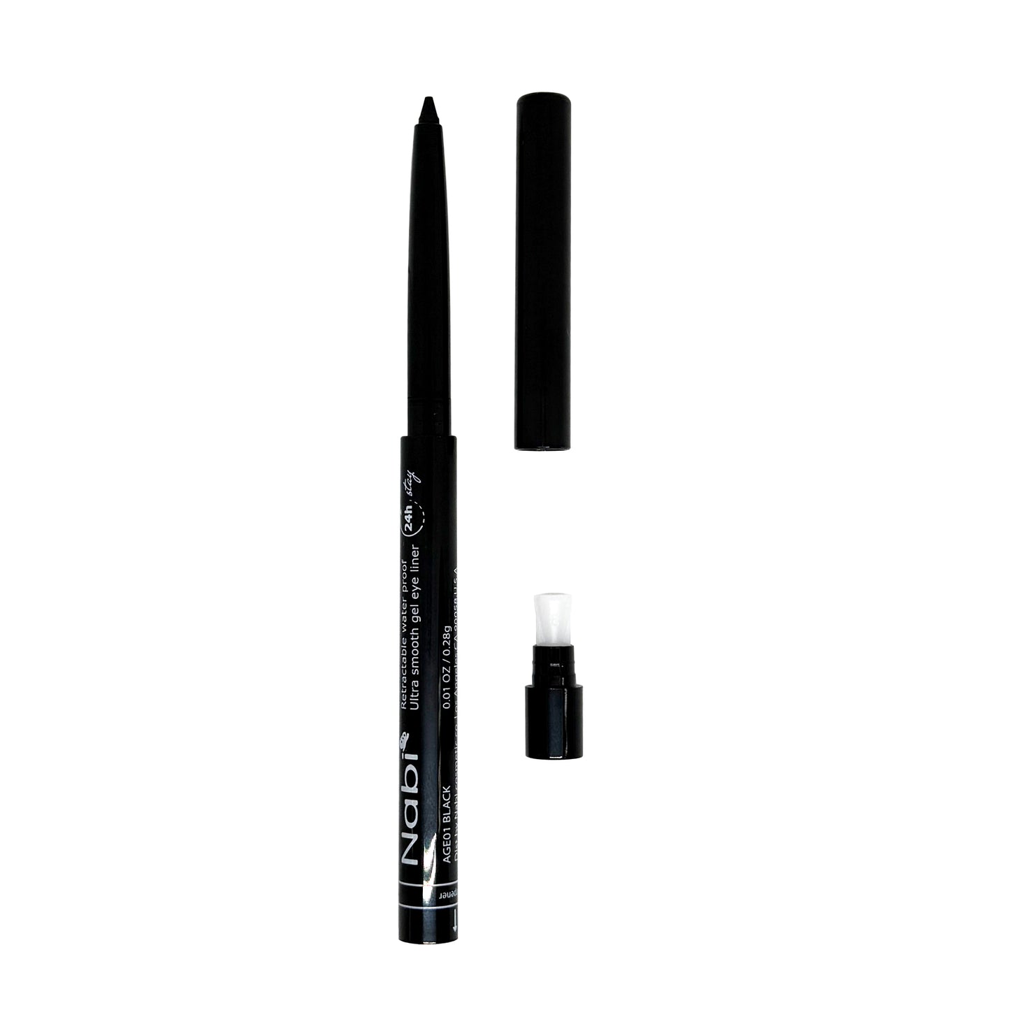 24 Hour Stay Retractable Waterproof Ultra Smooth Gel Eyeliner Pencils by Nabi