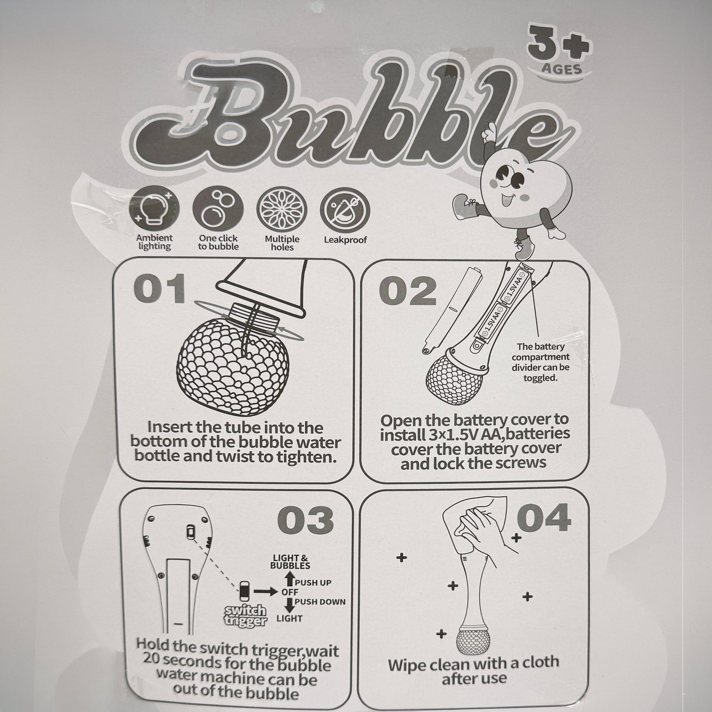 Mouse Wand Automated Bubble Gun with Multiple Holes