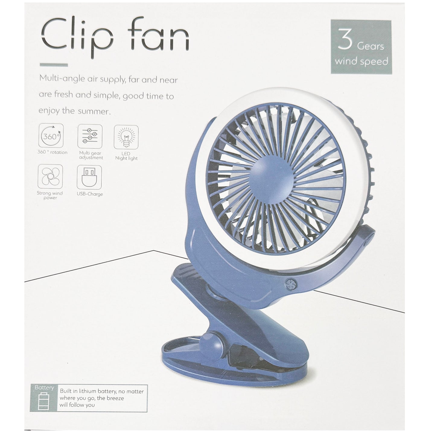 Electric Fan for Desk or Stroller with Clamp Rechargeable