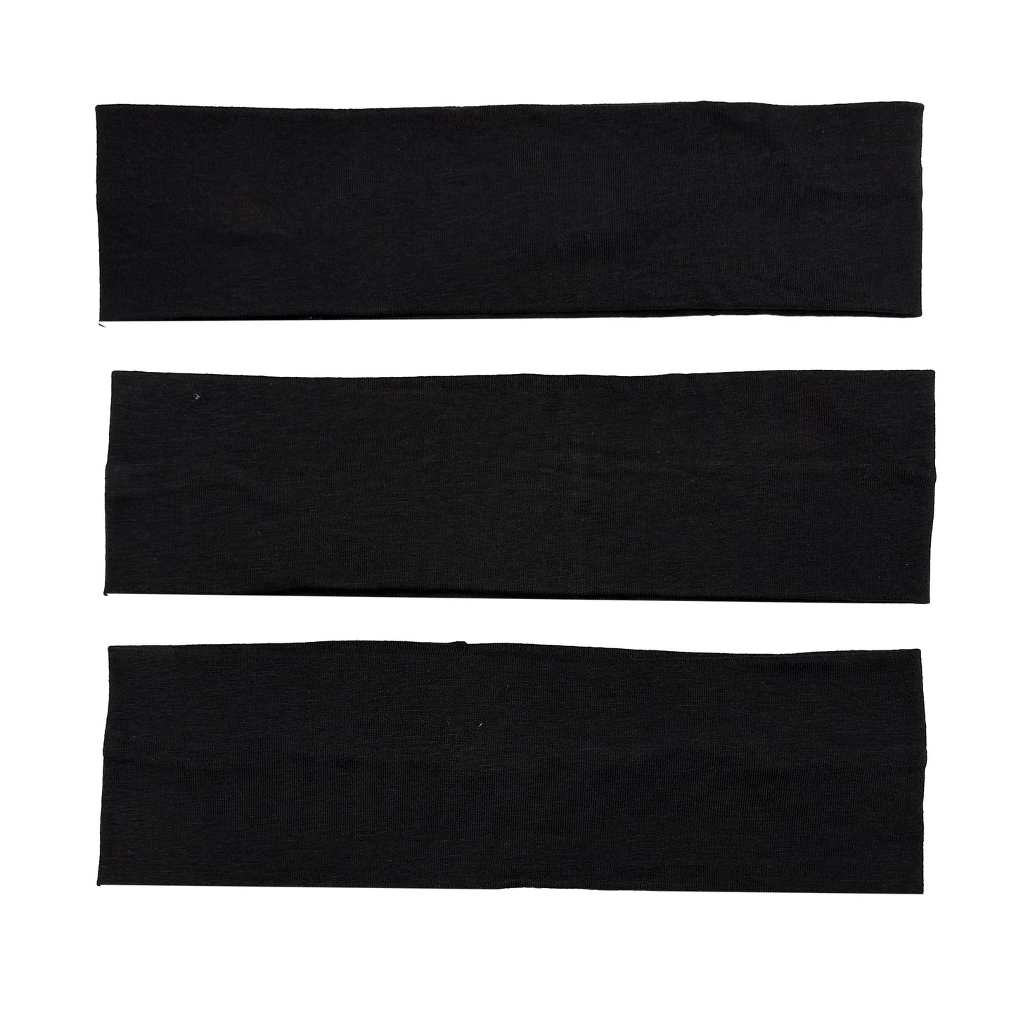Set of 3 Plain Black Elastic Headbands