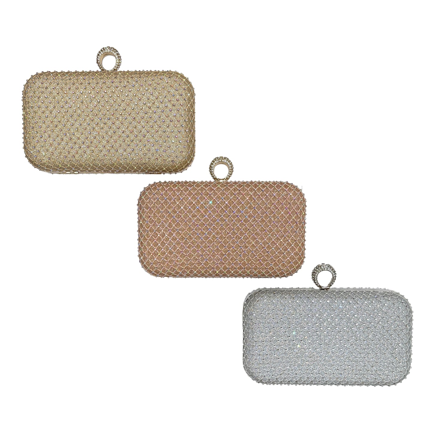 Rectangular Dressy Formal Evening Clutch with Attachable Shoulder Strap