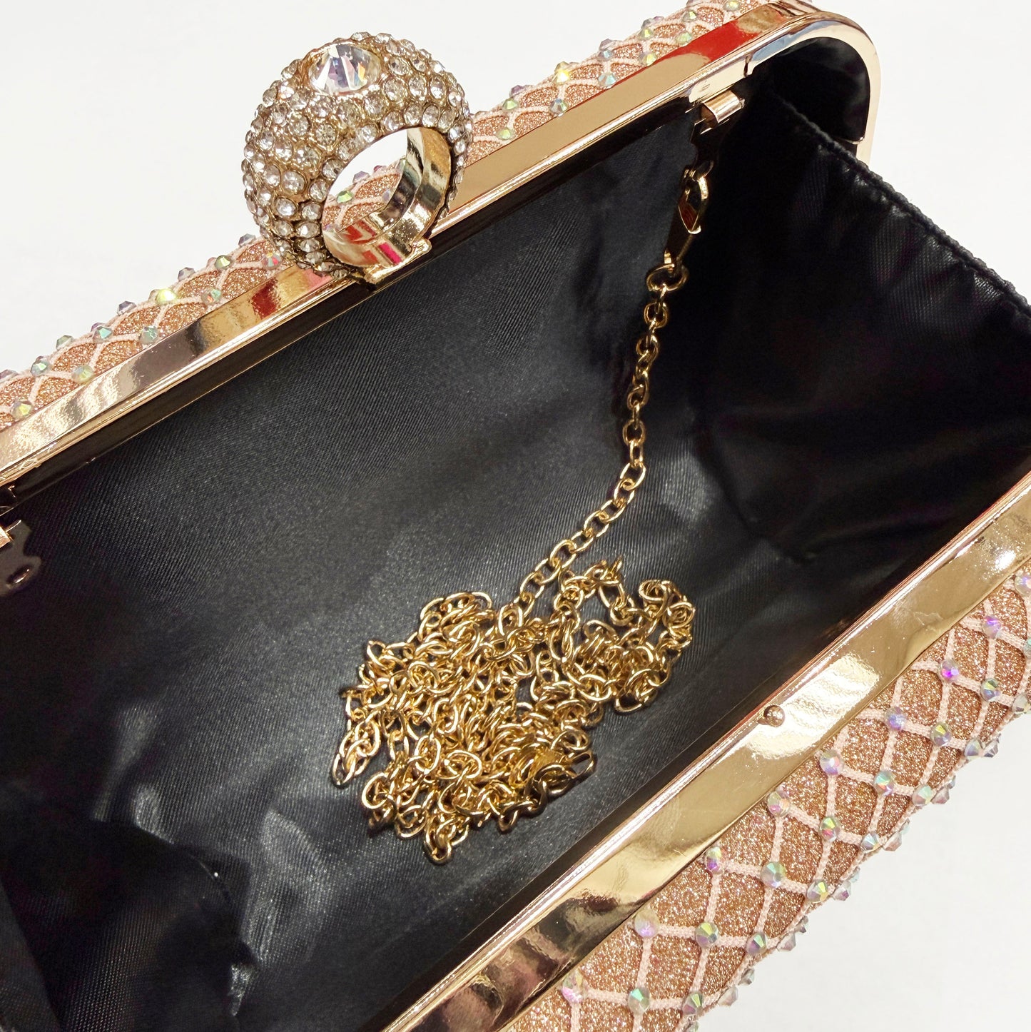 Rectangular Dressy Formal Evening Clutch with Attachable Shoulder Strap