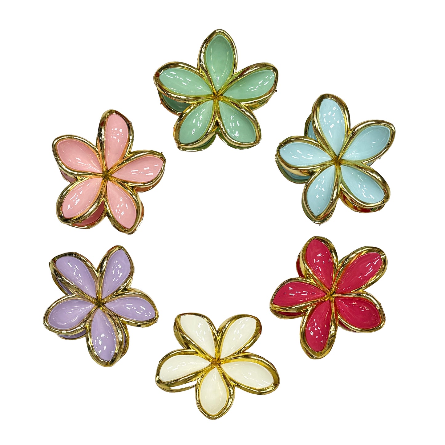 Bright Hawaii Flower Hair Claw Clips