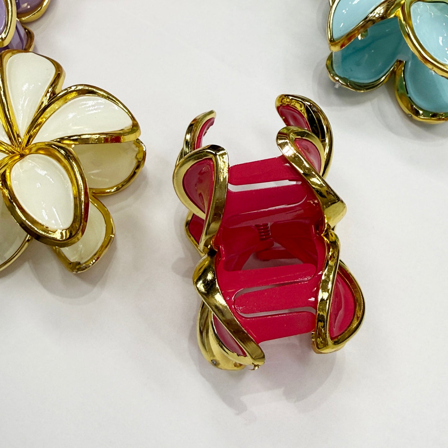 Bright Hawaii Flower Hair Claw Clips