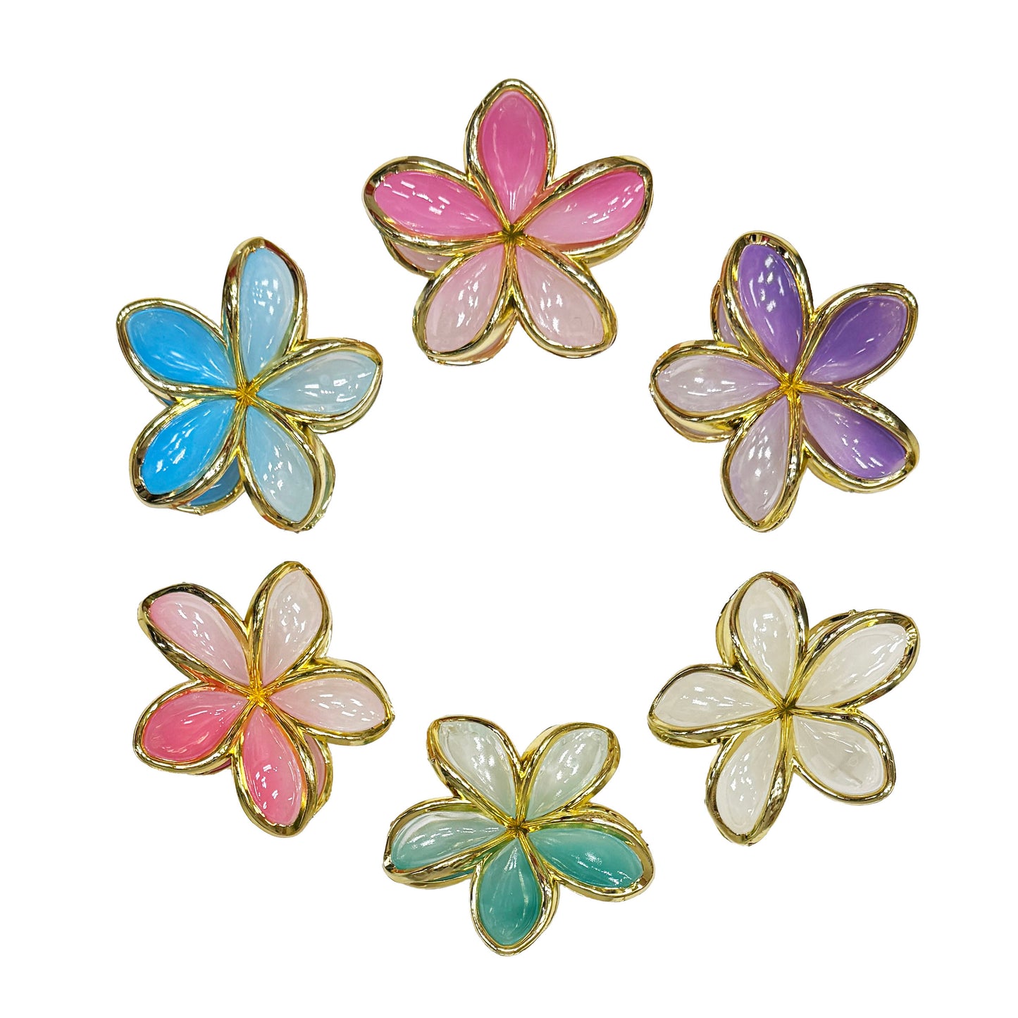 Hawaii Flower Hair Claw Clips - Dual Transparent