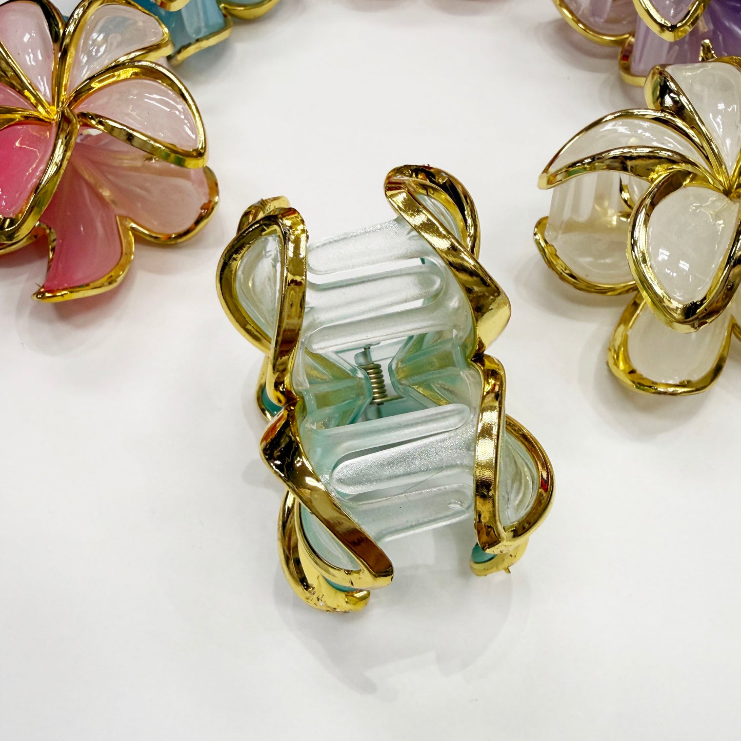 Hawaii Flower Hair Claw Clips - Dual Transparent