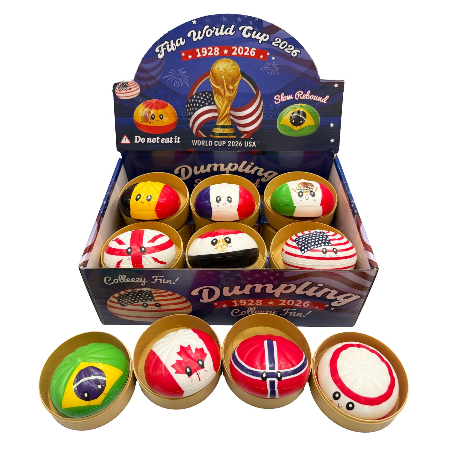6 or 12 pcs World Flag Squishy Dumpling Mystery Surprise