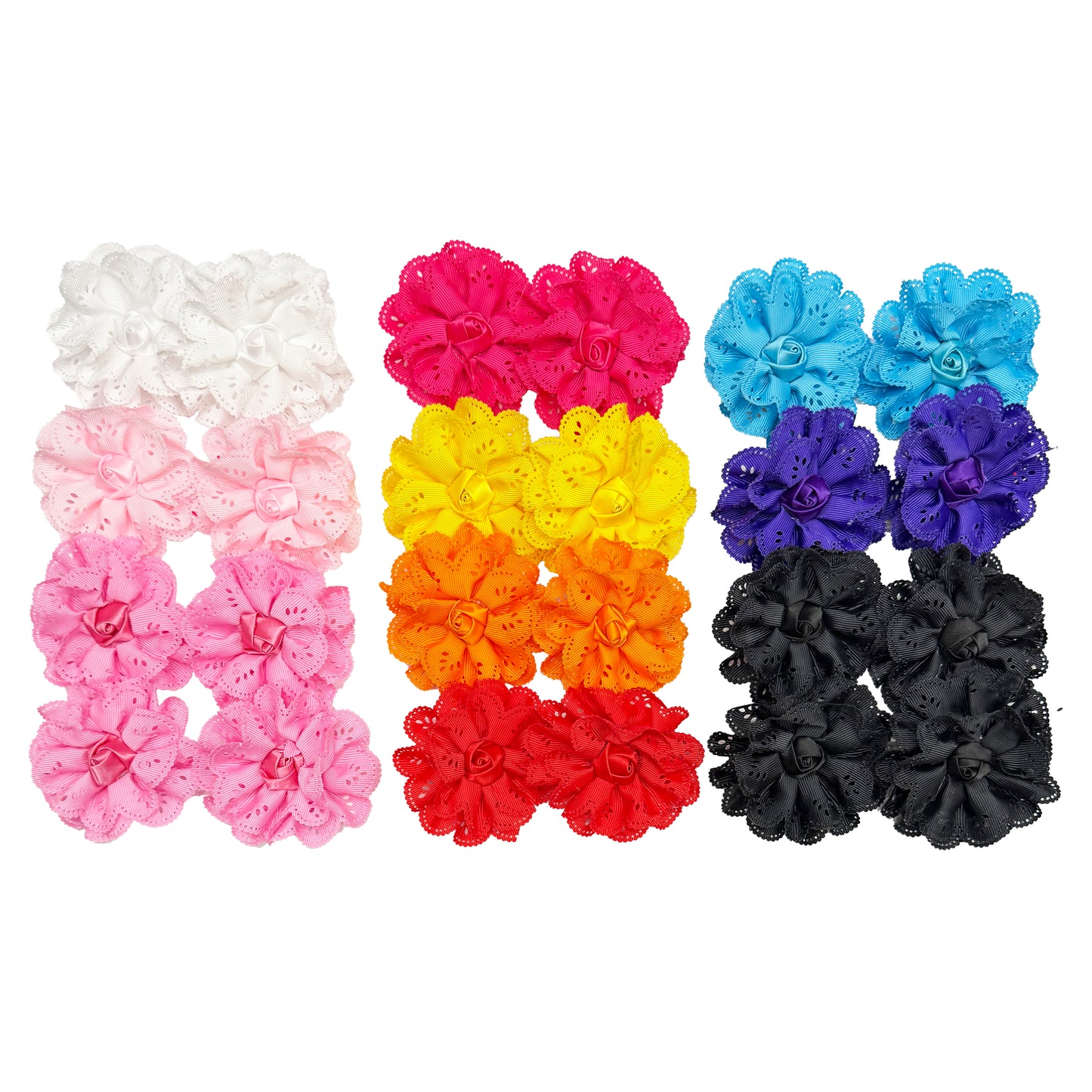 24 pcs Rose Hair Bows with Alligator Clips
