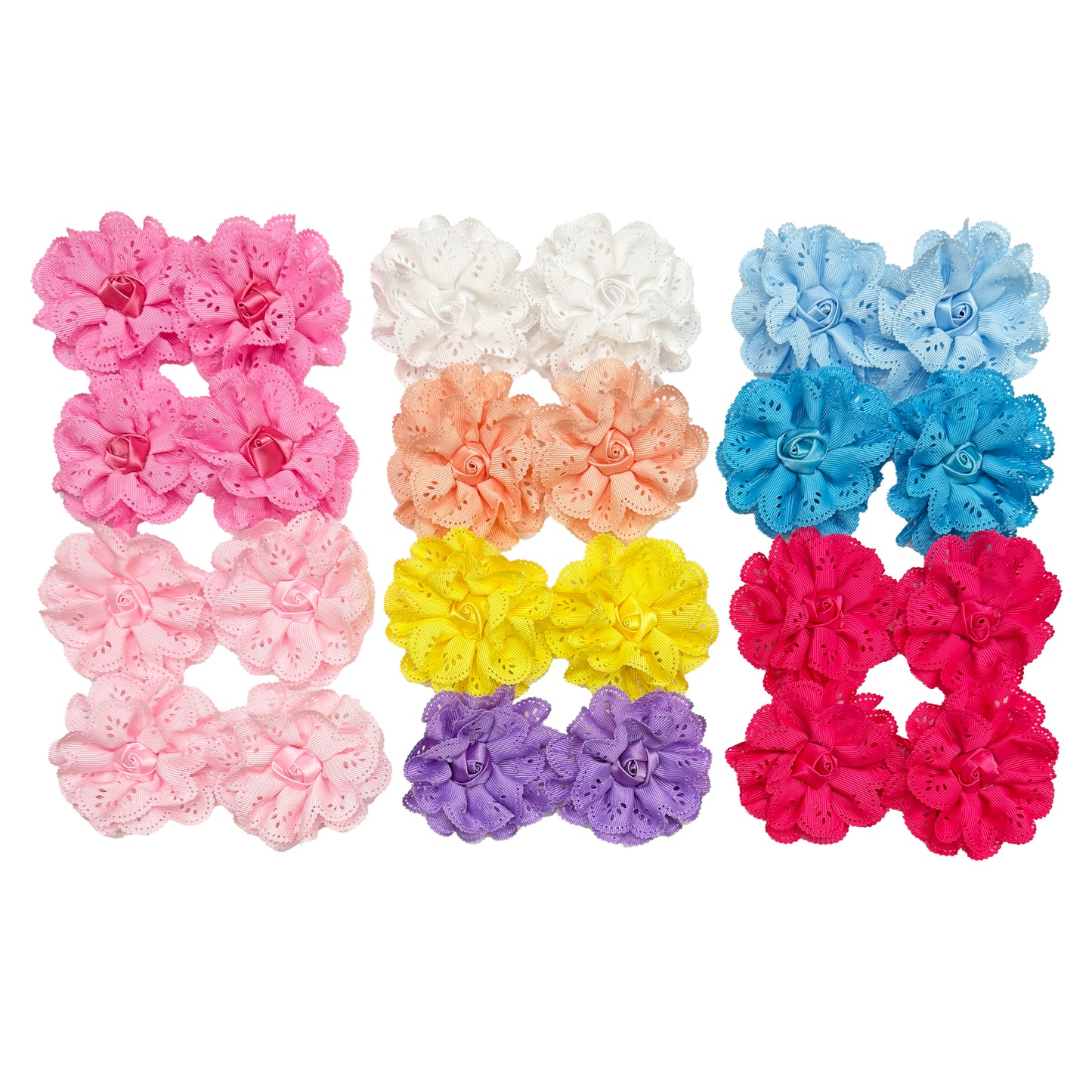 24 pcs Rose Hair Bows with Alligator Clips
