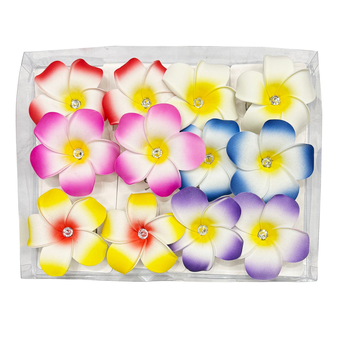 12 pcs Hawaiian Flower Hair Pins with Stones
