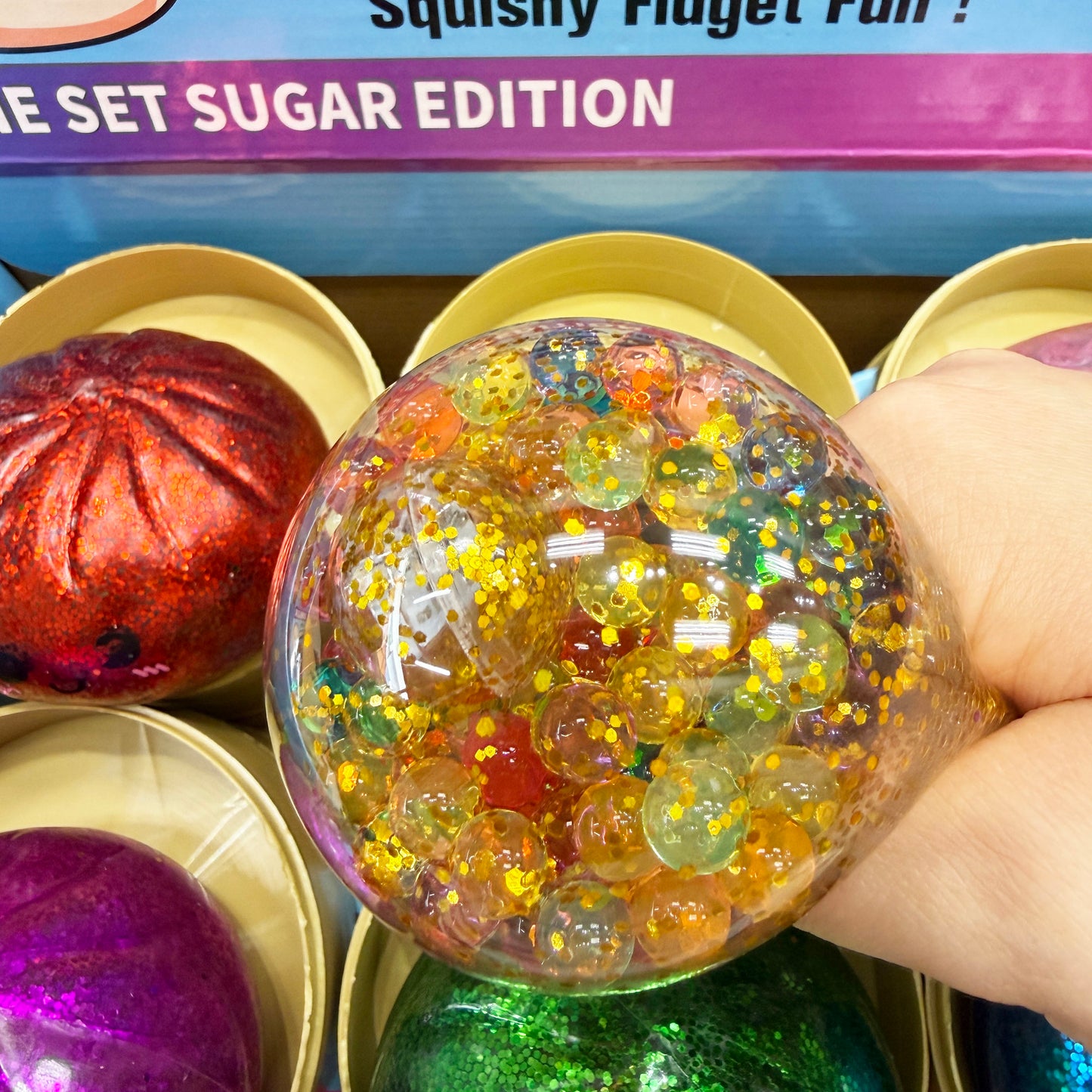 Squishy Dumpling Filled with Colorful Beads & LED Light