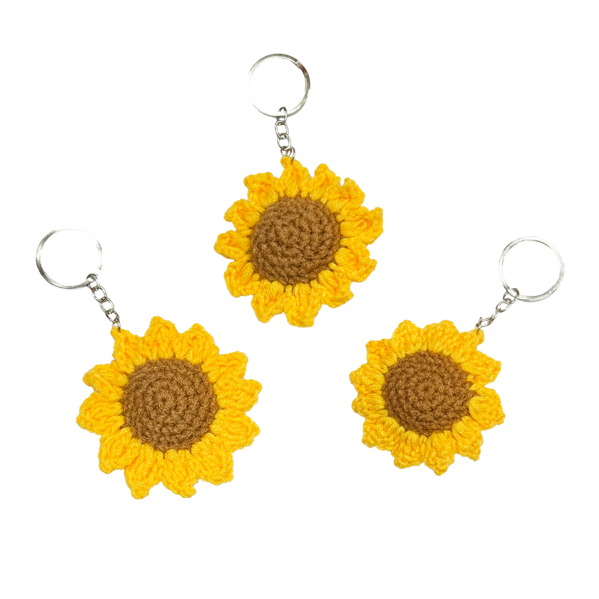 Crochet Knitted Sunflower Keychain Purse Charm