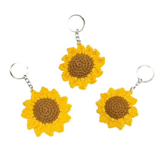 Crochet Knitted Sunflower Keychain Purse Charm