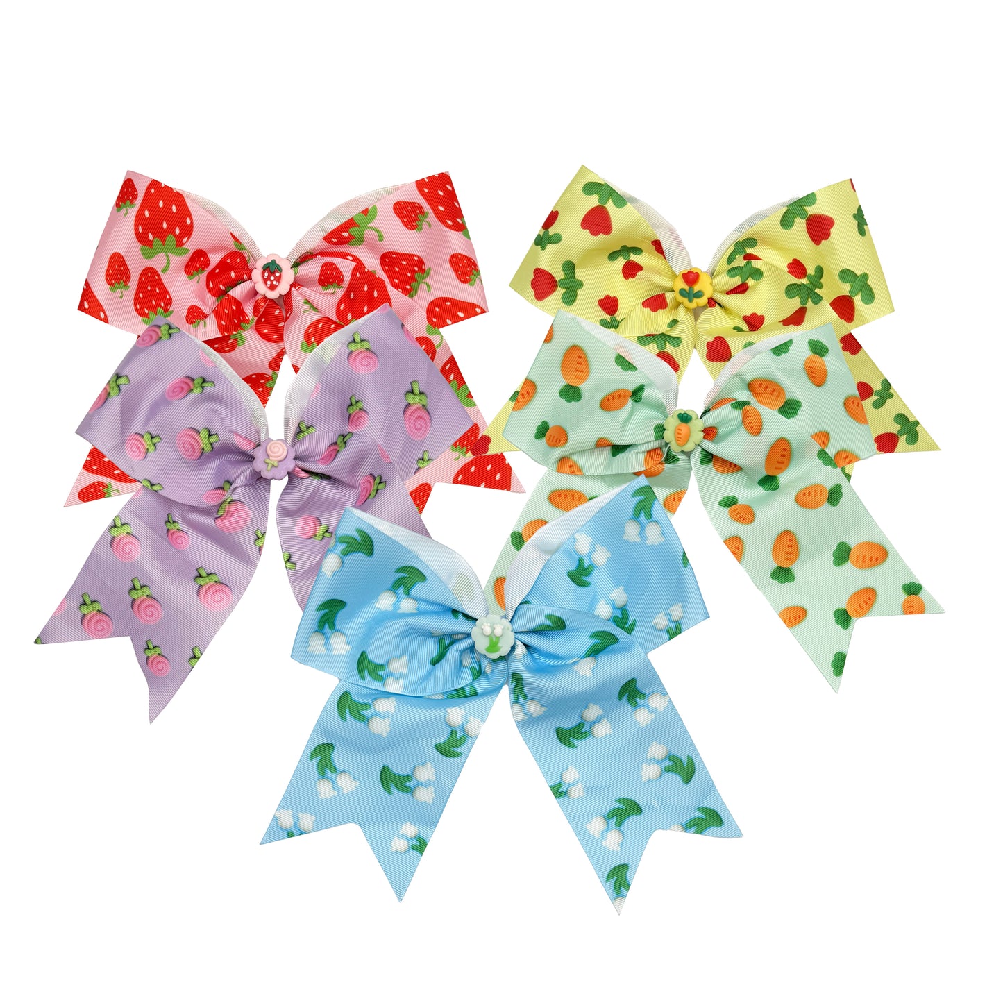 Cheer Bows with Fruit Vegetable Flower Designs
