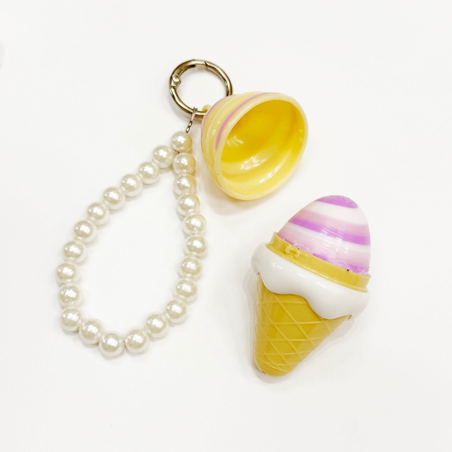 Ice Cream Lip Balm Bag Charm with Pearls