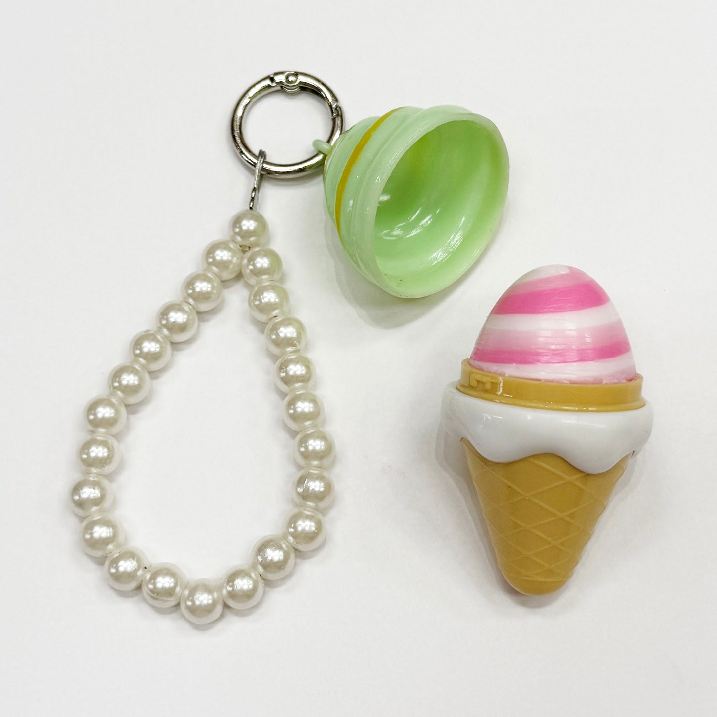 Ice Cream Lip Balm Bag Charm with Pearls