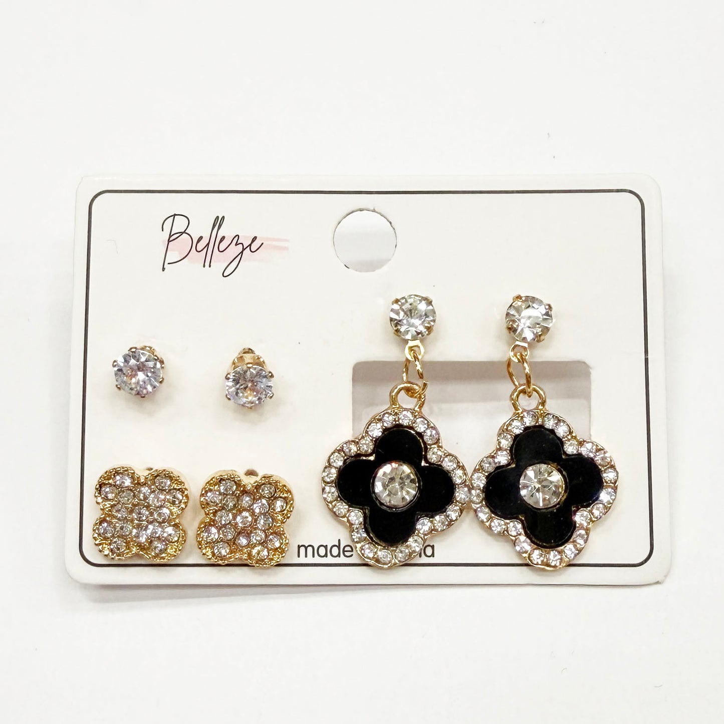 Lucky Clover Earrings Set of 3 Pairs