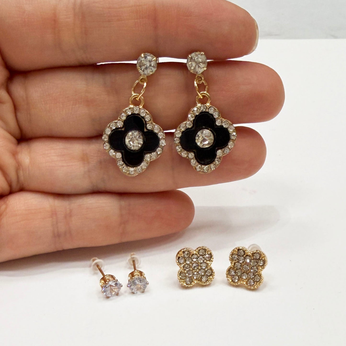 Lucky Clover Earrings Set of 3 Pairs