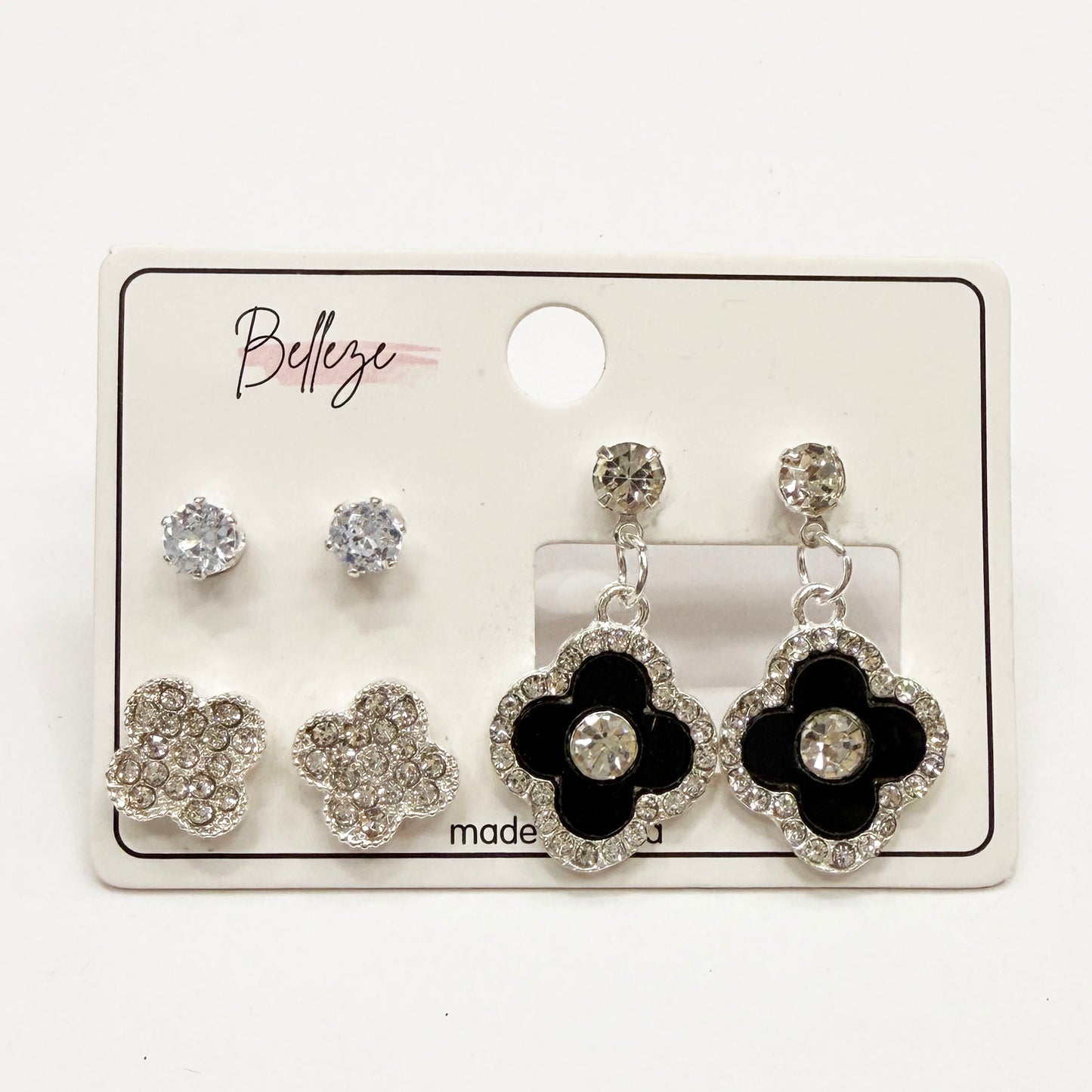 Lucky Clover Earrings Set of 3 Pairs