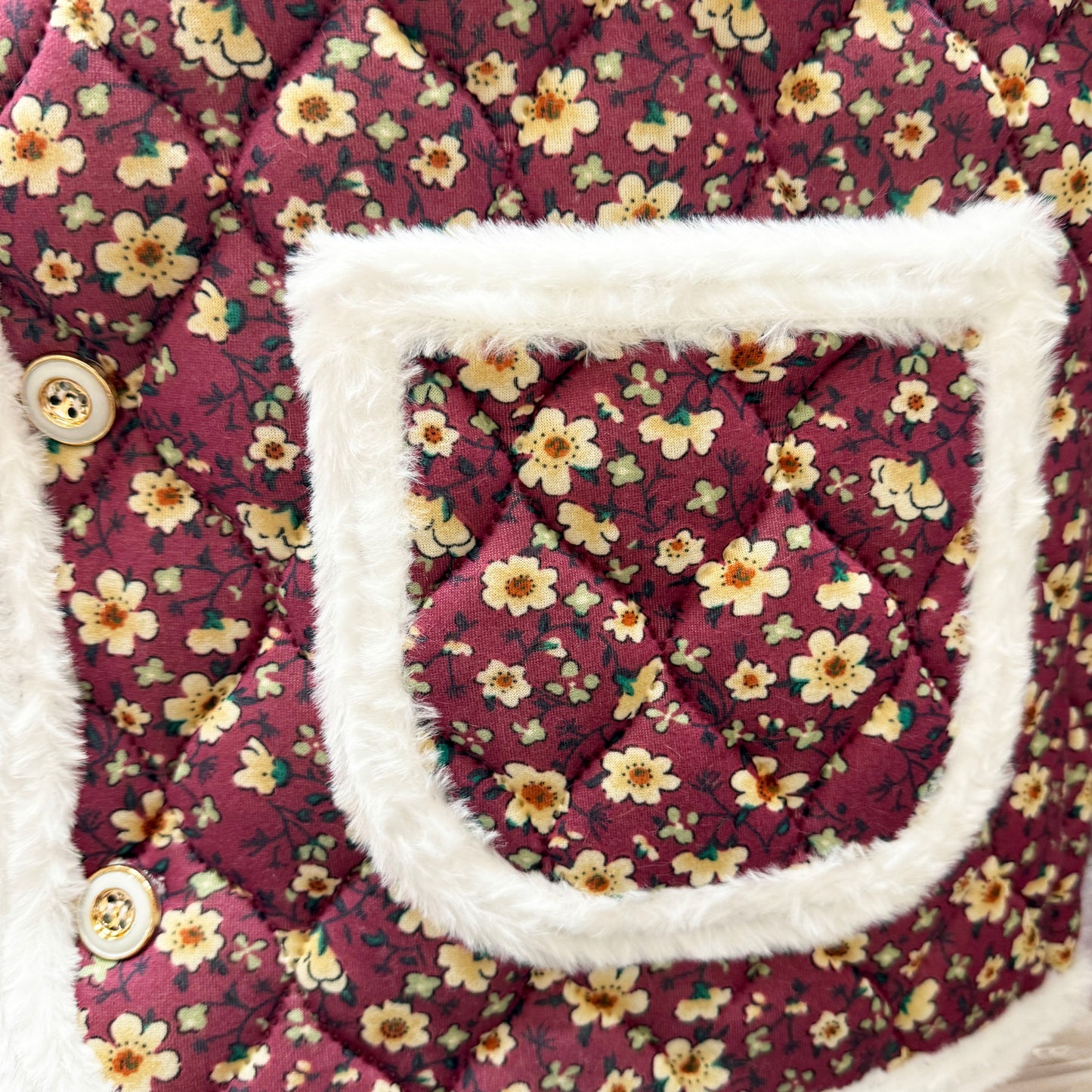 Korean K-Idol Trendy Kimjang Vest Quilted Floral Print