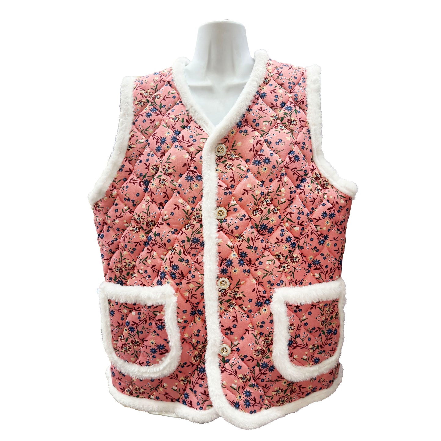 Korean K-Idol Trendy Kimjang Vest Quilted Floral Print