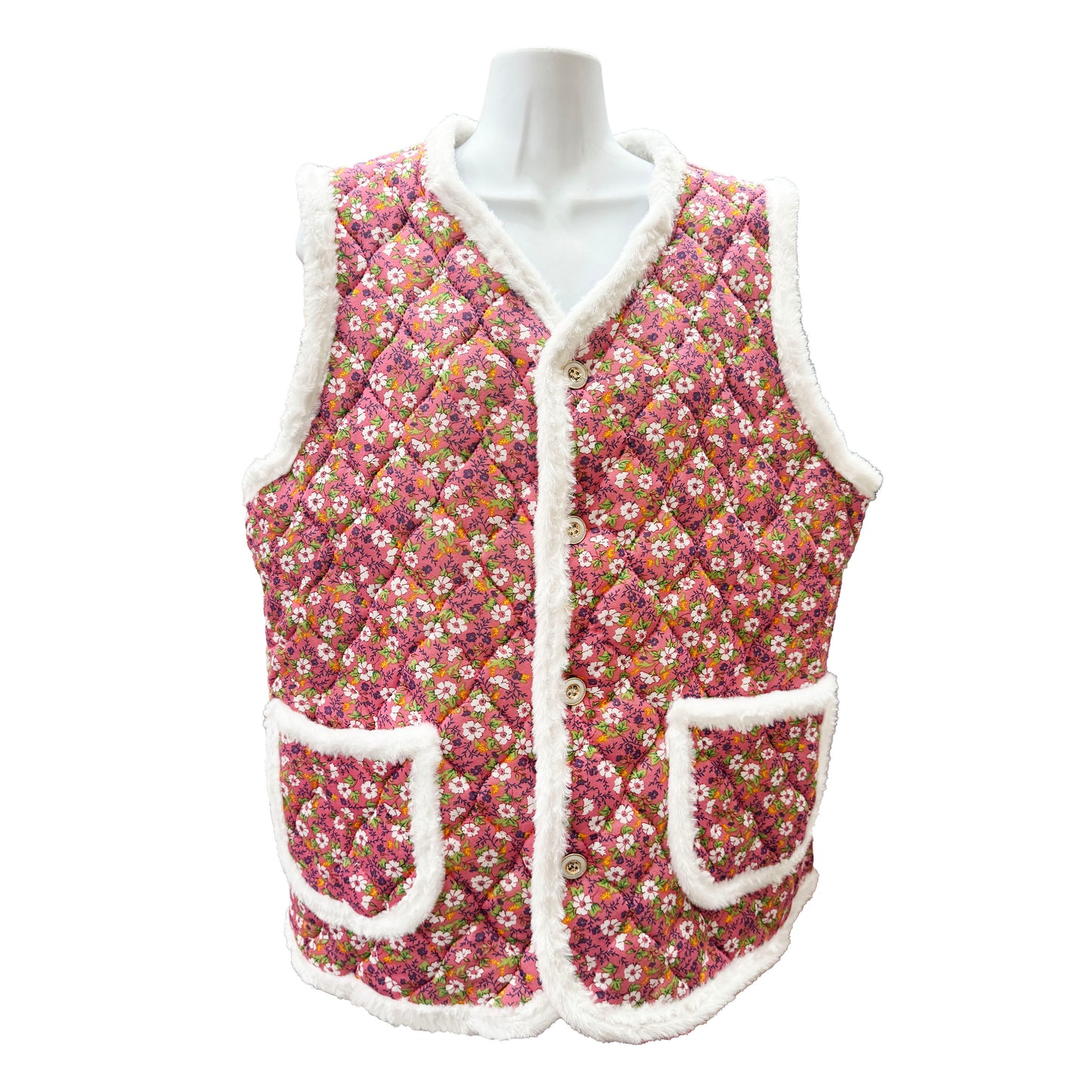 Korean K-Idol Trendy Kimjang Vest Quilted Floral Print