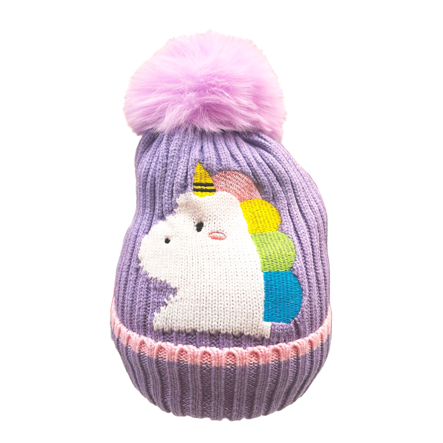 KIDS KNITTED HAT WITH UNICORN EMBROIDERY