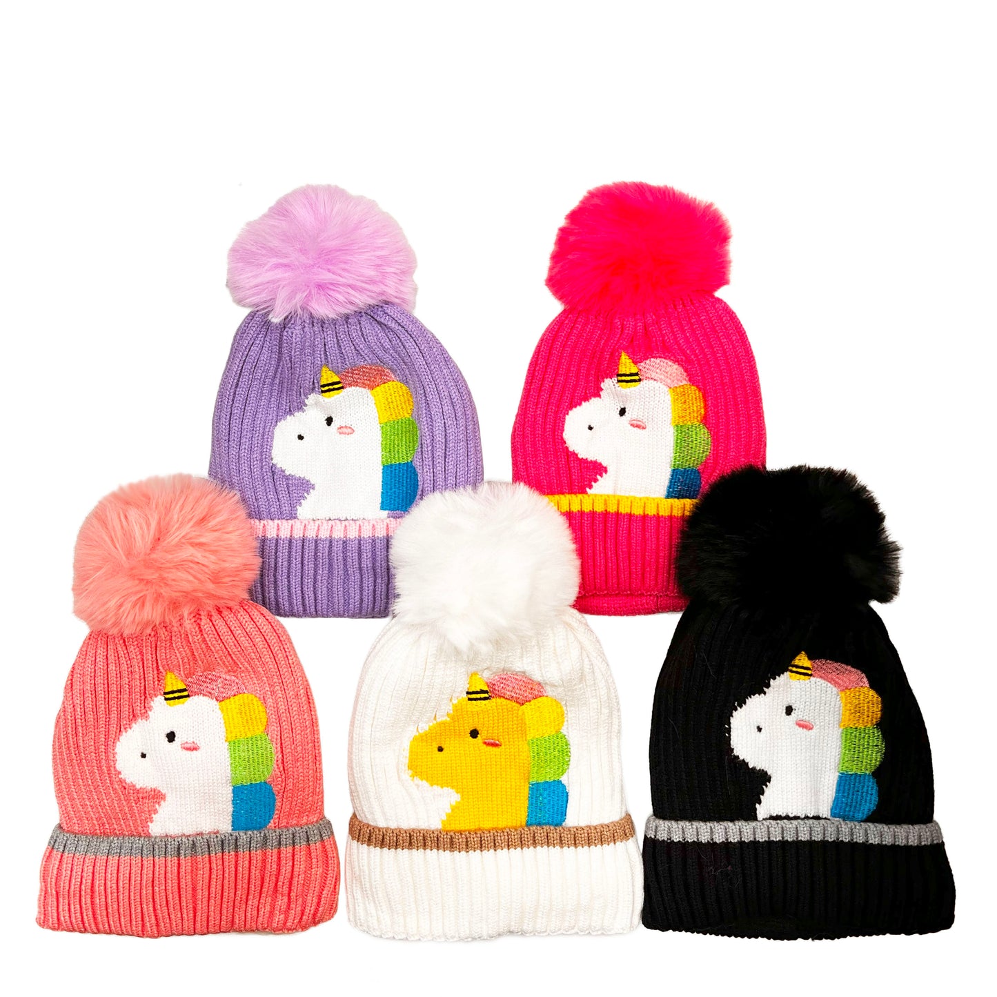 KIDS KNITTED HAT WITH UNICORN EMBROIDERY