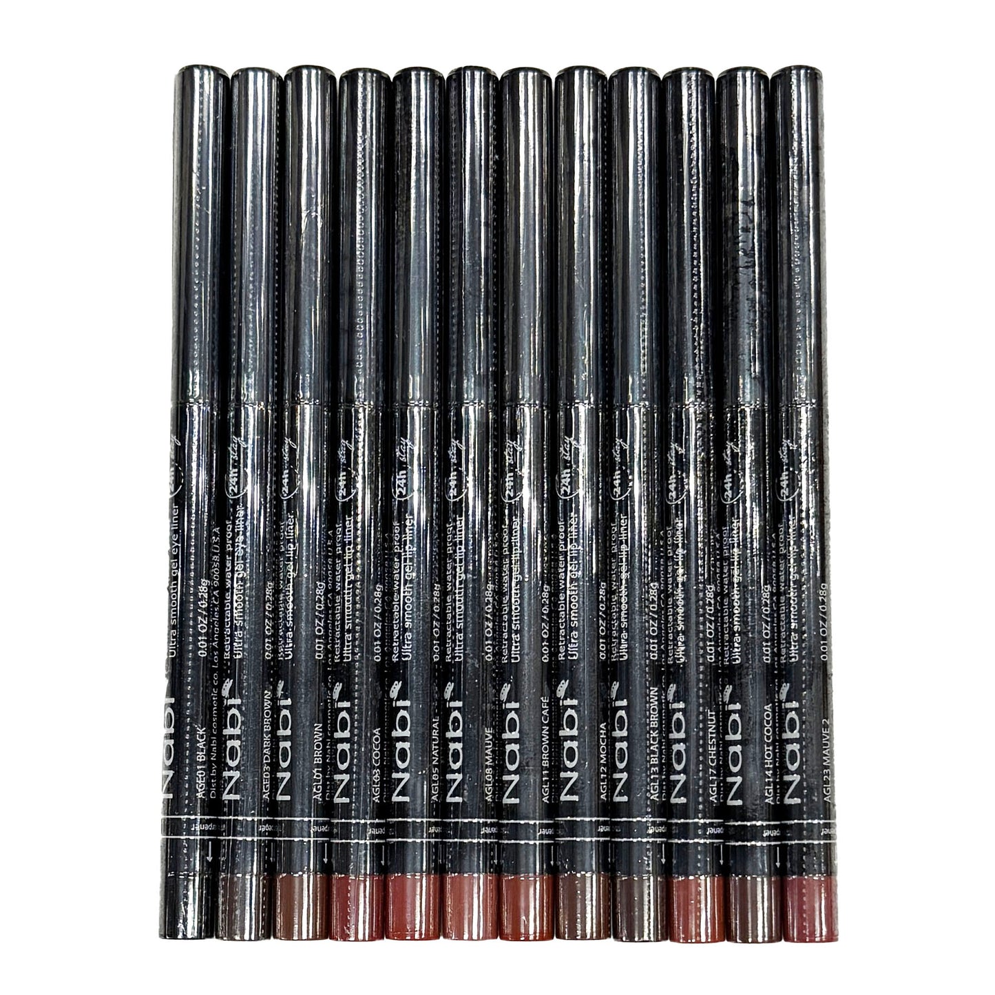 24-Hour Stay Retractable Gel Eyeliners & Lipliners (Set of 12)