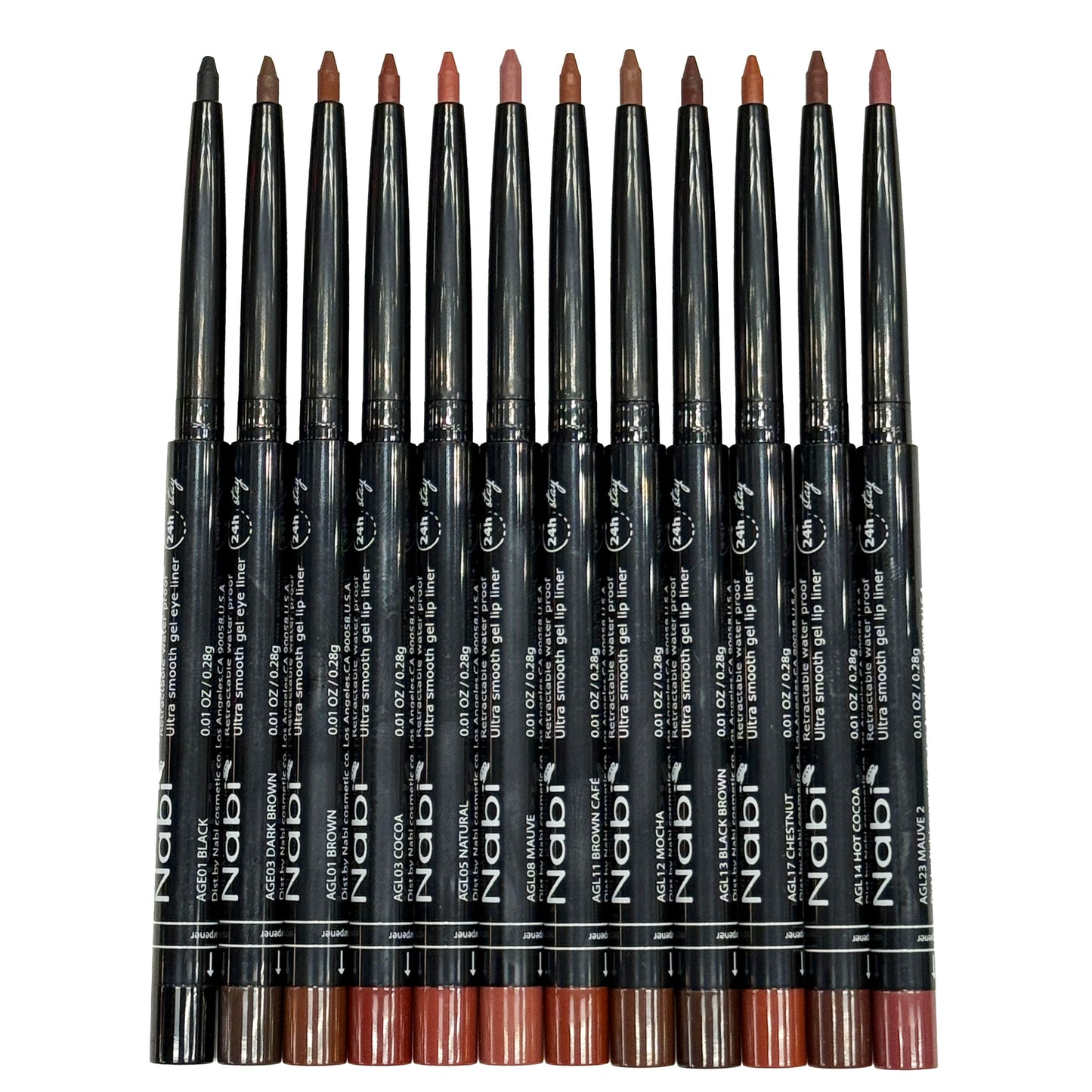 24-Hour Stay Retractable Gel Eyeliners & Lipliners (Set of 12)