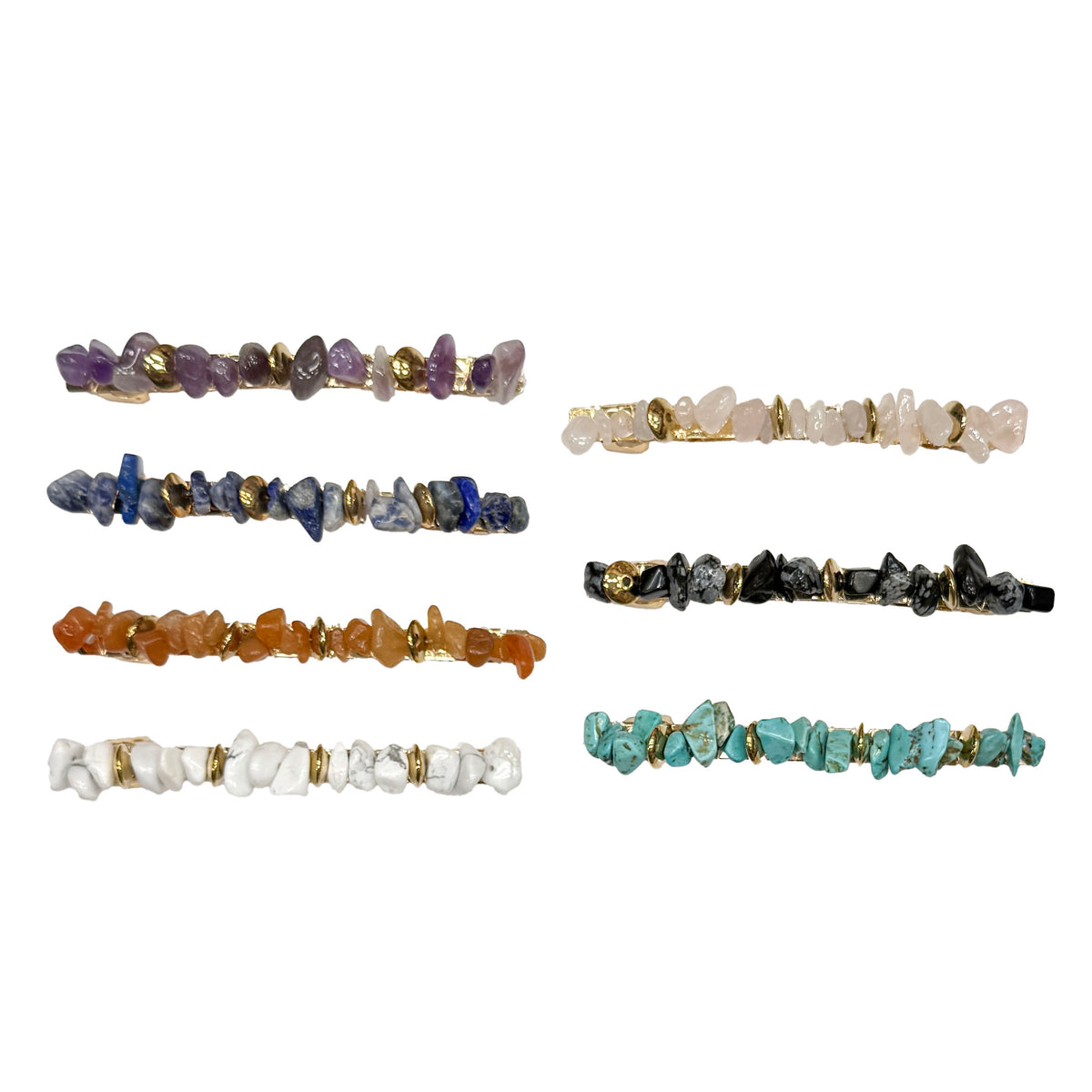 Barrette Hair Clip with Chip Stone Designs